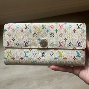 Louis Vuitton Takashi Murakami White Multicolor Sarah Wallet